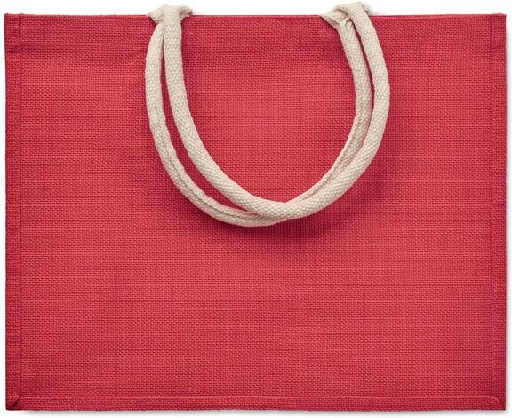 Sac shopping personnalisé en jute AURA rouge