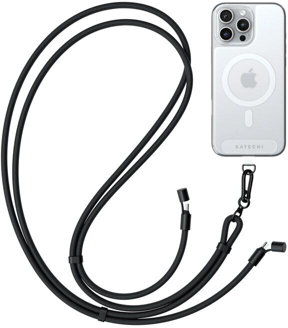 CABO USB-C + FITA SATECHI ONTHEGO CROSSBODY PRETO