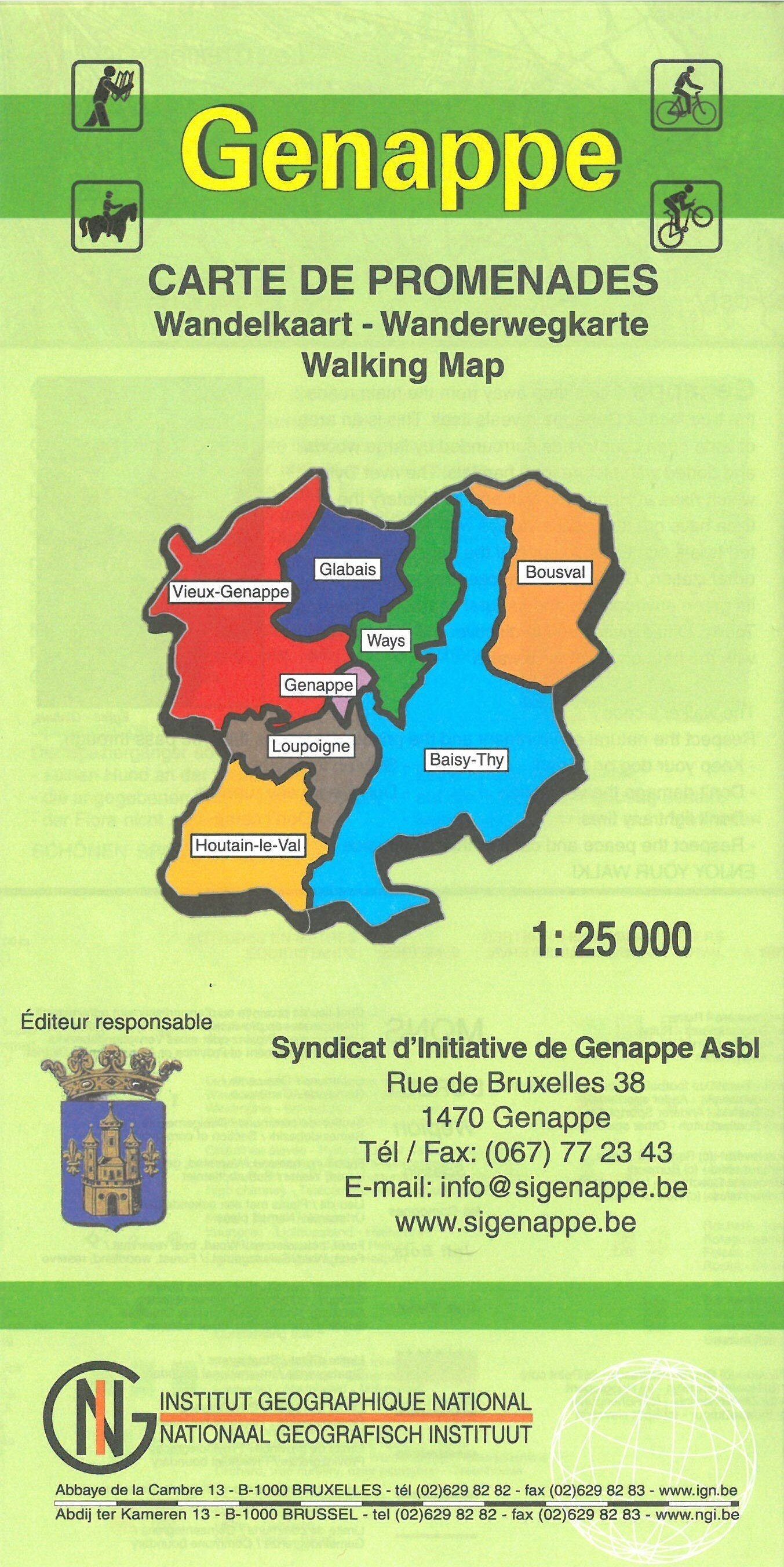 IGN Belgique Carte de promenades - Genappe (Belgique)   NGI