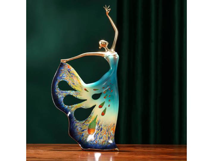 Statue de danseuse en laiton, Figurine d'art de luxe, Sculpture moderne, décoration de bureau de salon, cadeaux créatifs en cuivre