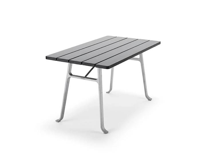 Byarums bruk Table Seriff Lasure acajou noire, support en aluminium brut