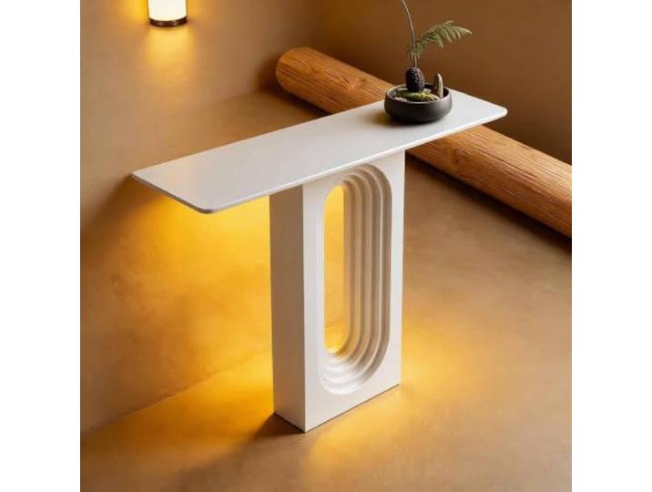 Konsolentisch Schmal Modern mit Sintersteinplatte und Massivholzplatte Konsolentisch Schmal Modern mit Sintersteinplatte und Massivholzplatte