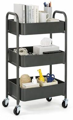 SunnyPoint 3-Tier Delicate Compact Rolling Metal Storage Organizer