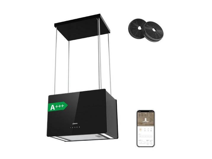 CIARRA Inselhaube Dunstabzugshaube freihängend 50cm A+++ 700 m³/h Umluft CBCB4850 mit Fettiltern 2 Aktivkohlefiltern WIFI-APP Touch Control Inkl. BOOST
