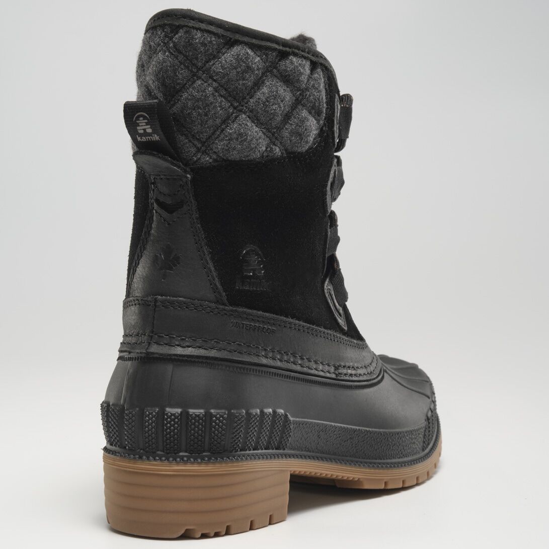 Snowboots KAMIK "SIENNAMIDS", Damen, Gr. 36, schwarz (schwarz, noir), Leder, Schuhe Snowboots, wasserdicht, wärmend, Winterstiefel schwarz, noir 36