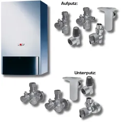 Wolf Paket Heizwerttherme CGU-2-10 Erdgas LL, RM-2, Anschluss-Set Aufputz