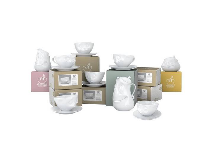 FIFTYEIGHT PRODUCTS Kaffeeservice Kaffeekränzchen-Set 9-tlg. weiß, Hartporzellan Hotelqualität, spülmaschinenfest und mikrowellengeeignet, 100% Made in Germany, Kaffeetassen + Kanne + Kännchen + Zuckerdose