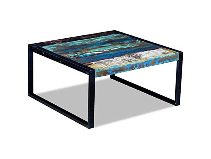RJPLMFV Couchtisch, massiv, 80 x 80 x 40 cm Robuster Stahlrahmen, handgefertigt, antiker Stil, einzigartig für Wohnzimmer