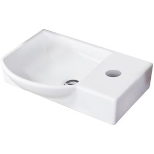 Fackelmann Waschbecken Gäste-WC, aus Keramik, weiß, Aufsatzwaschbecken mit Hahnloch, (B/T) 45 x 32 cm