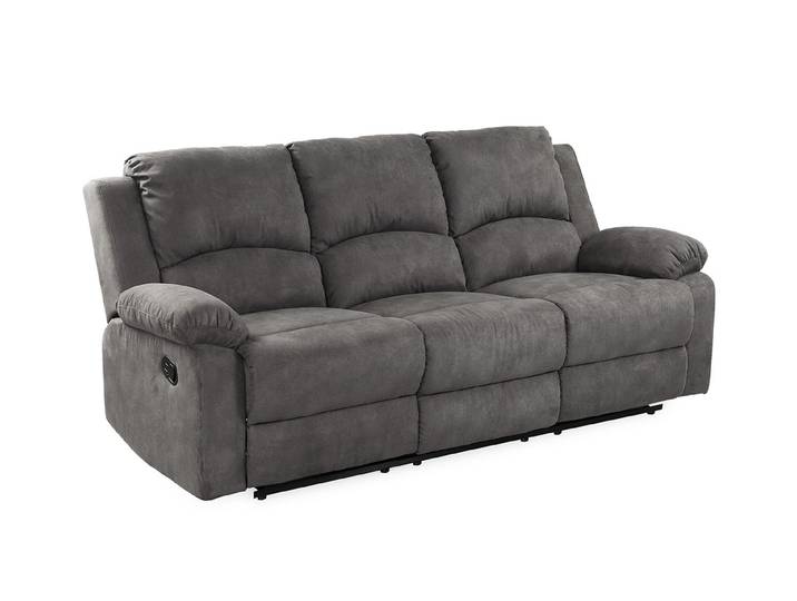 3-Sitzer-Relaxsofa Couch Liegefunktion Federkern Polster Stoff Vintage Anthrazit / 15131