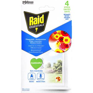 Raid Fliegenfalle Essentials Fenster, Blumenmotiv zum Ankleben, Klebestreifen, wirkt bis zu 6 Monate, 4 Stück