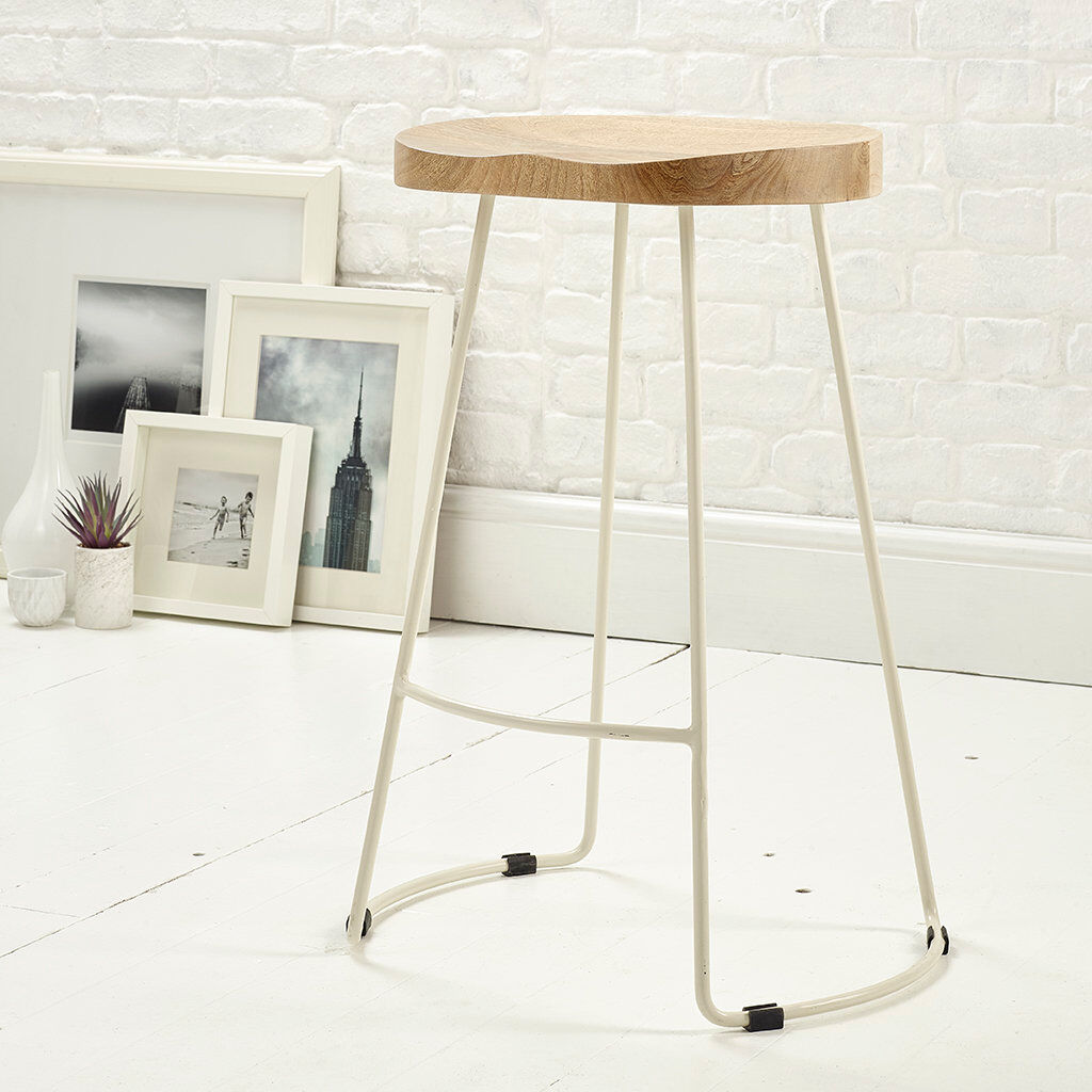 Borough Wharf Atalaya Mango Solid Wood Bar Stool Black 21.7" H x 17.3" W x 14.6" D