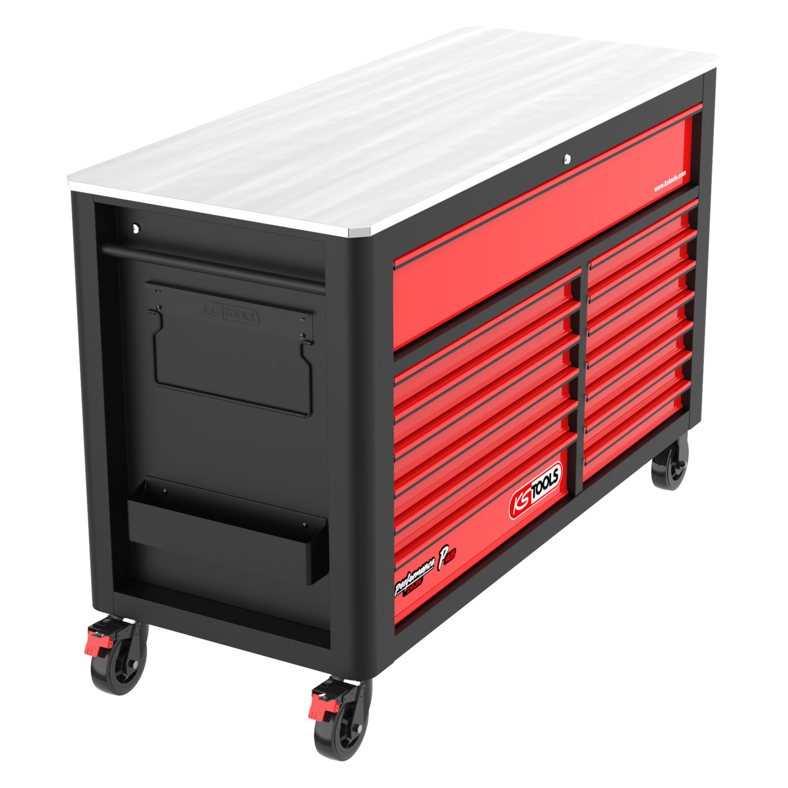 KS Tools PERFORMANCEplus P45 SCHWARZ/ROT Werkstattwagen mit 14 Schubladen (873.7014)