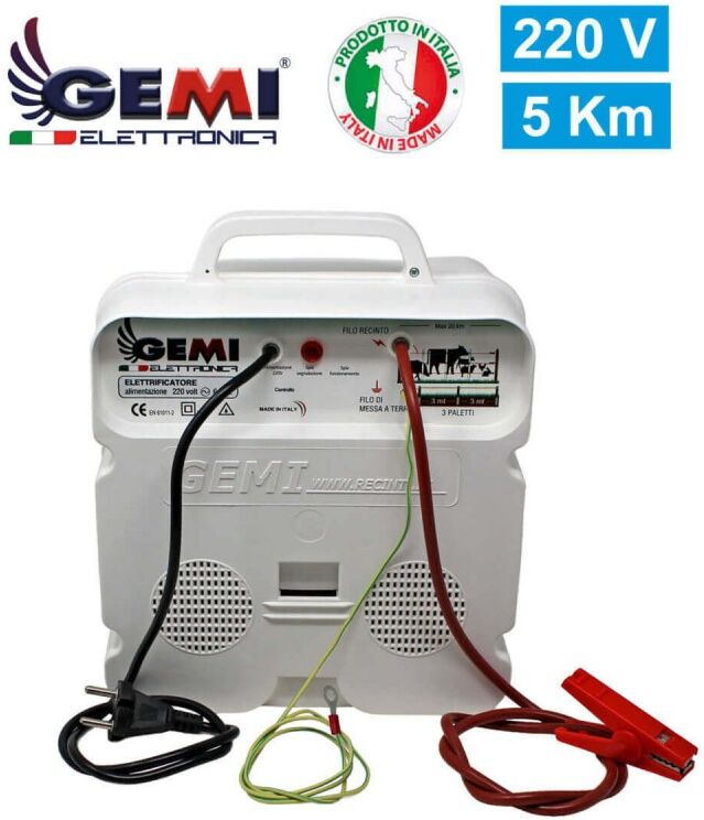 Gemi Elettronica Électrificateur clôture électrique 5 km secteur 220 v e/220 pour chevaux chiens sangliers bovins gemi