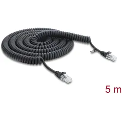DELOCK RJ45 Spiralkabel Stecker > Stecker Cat.5e 5 m schwarz
