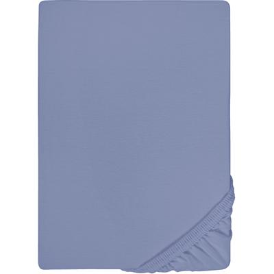 Spannbettlaken BIBERNA "0077866 Deluxe Jersey-Elastic Spannbetttuch 97% Baumwolle", blau, 1 Stk., Jersey-Elasthan, 120-130x200-220 25cm, Jersey-Elasthan, Obermaterial: 97% Baumwolle, 3% Elasthan, Bettlaken, Spannbettlaken, Jersey mit Elasthan,...