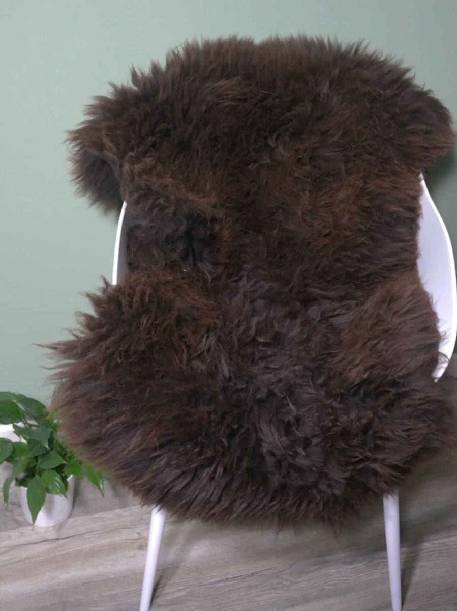 Natuurlijke schapenvacht Klassiek Bruin XXL 120 cm van 100% echte wol