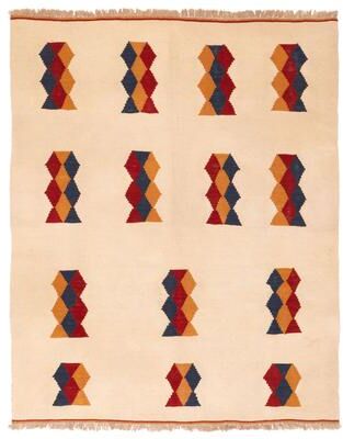 ECARPETGALLERY Flat-Weave Ankara FW Cream Wool Kilim - 5'3 x 6'7