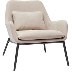 Design-Sessel im beigen Samtdesign mit schwarzem Metall MAXINE