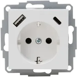 Kopp 297232005 HK07 - Schutzkontakt-Steckdose, USB A/C Anschluss, Farbe: arktisweiß matt