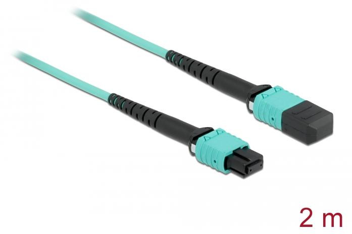 Delock glasvezelkabel MPO naar MPO, 12 vezels, polariteit B, multimode OM4, 50/125 µm, 2 meter