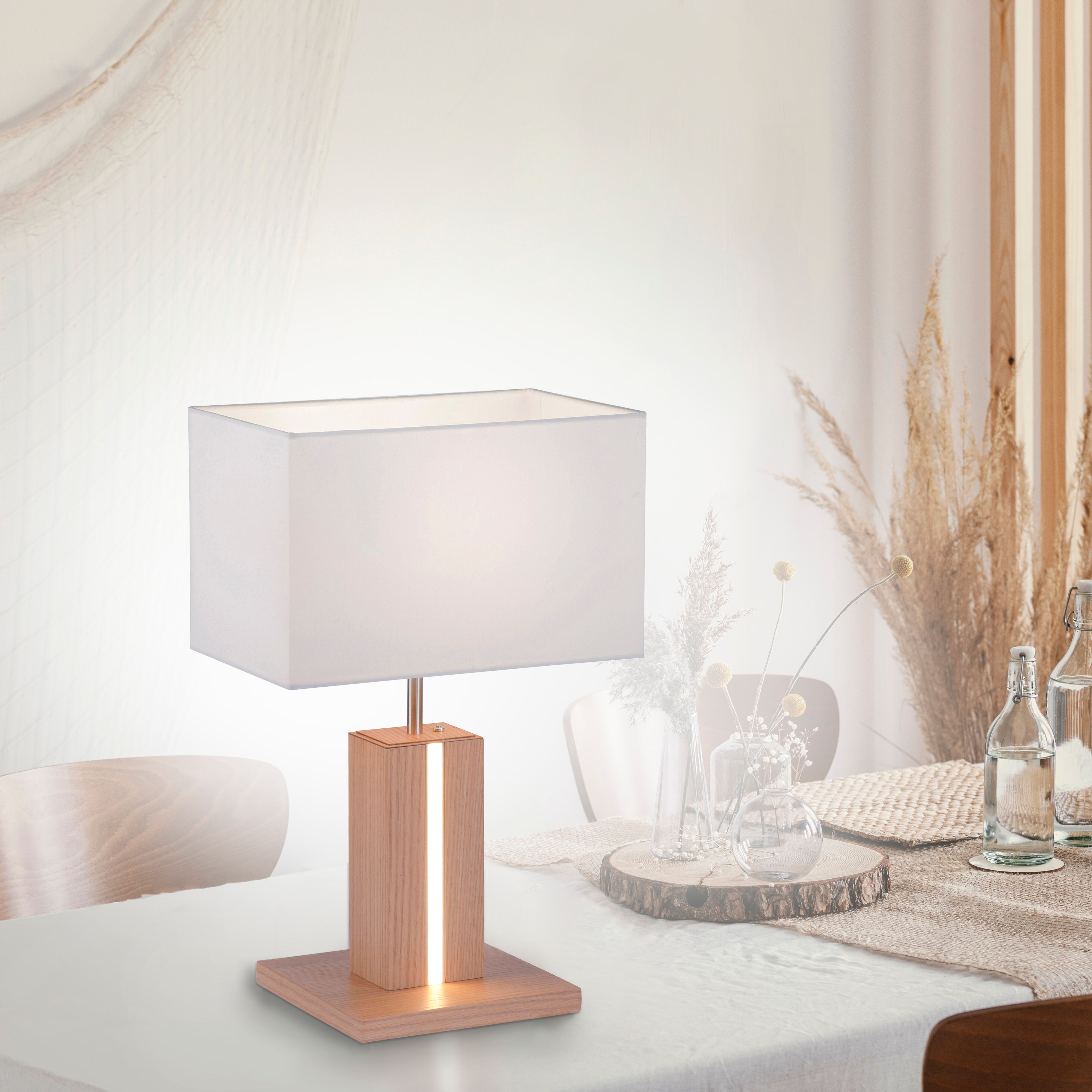 JUST LIGHT Nachttischlampe "AMANDA", braun (holzfarben), 2, 2 Stk., Leuchten, ExklusiveE27, Nachttischlampe