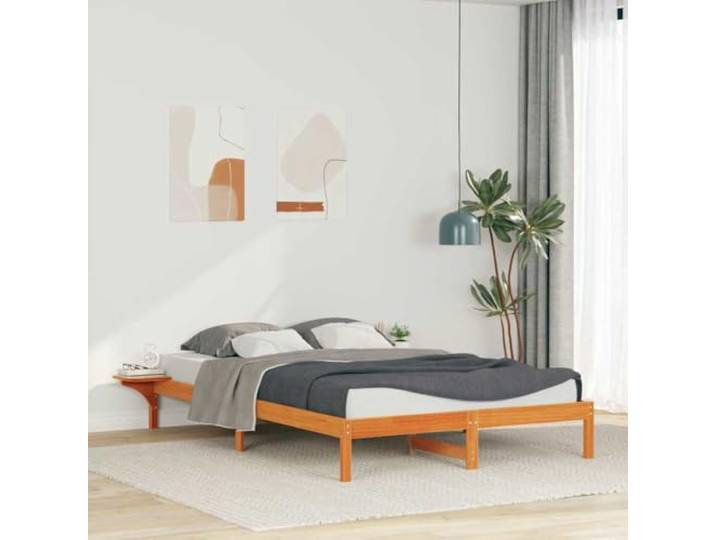 YUTAASU Bettgestell mit Nachttischen Wachsbraun 160 x 220 cm Massiv Kiefernholz, Plattformbett, Stabile Konstruktion, Einfache Montage