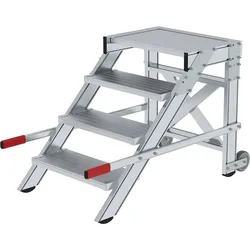 Munk Arbeitspodest fahrbar, Stufenbreite 600 mm, Aluminium geriffelt - 050013