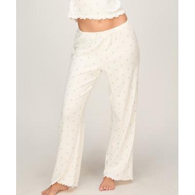 Pyjama HUNKEMÖLLER "Pyjama-Hose Loose Pointelle", Damen, Gr. XS, weiß, 48% Modal, 48% Baumwolle, 4% Elasthan, Homewear-Sets Pyjama