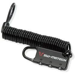 SW-Motech Motorradtaschen-Kabelschloss - Schwarz. Mit Zahlencode. Kabel aufspiralisiert.
