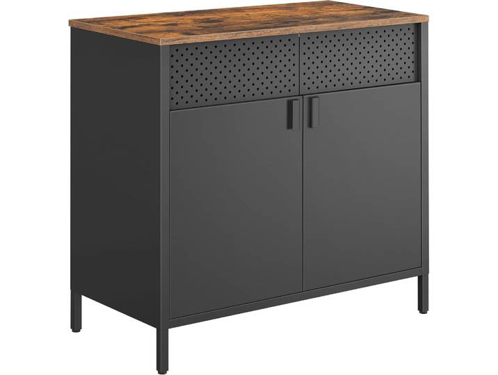 Aufbewahrungsschrank Metallschrank Doppeltür Verstellbar Vintagebraun