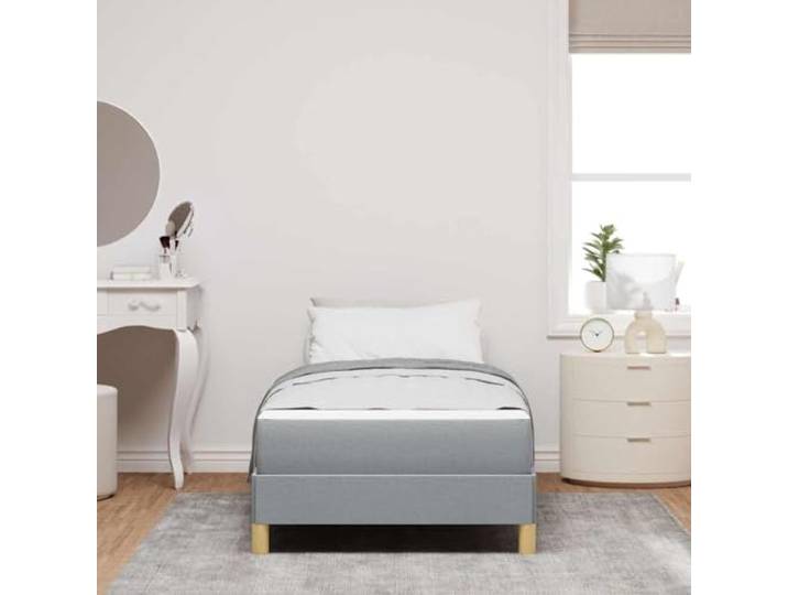 KTHLBRH Boxspringbett Hellgrau 100 x 200 cm mit Matratze Stoffbezug, technisches Holz, modernes Design, klare Linien für Schlafzimmer