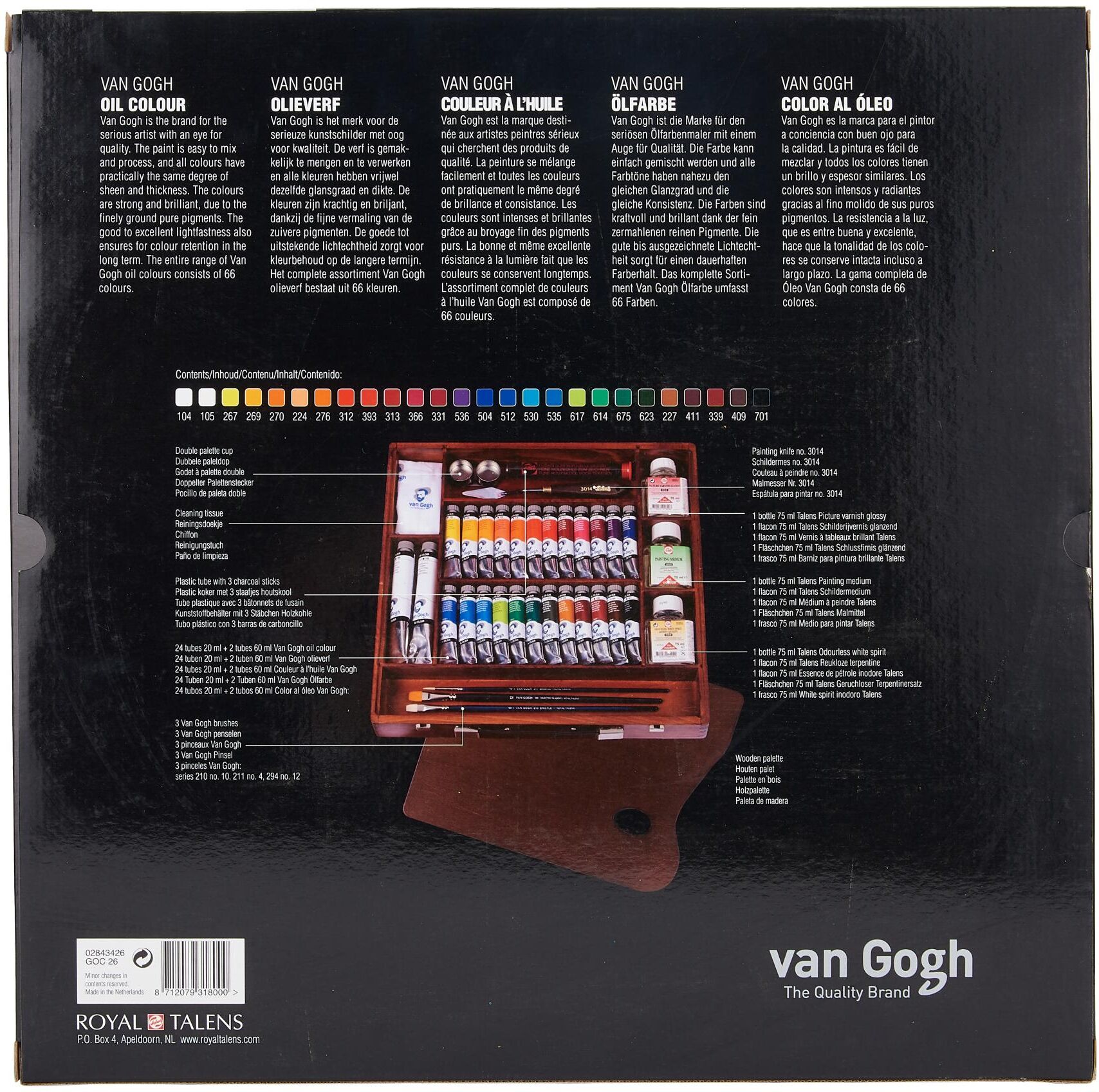 Ölfarbe "Van Gogh Malkasten Expert, Mehrfarbig", bunt (mehrfarbig), Farben, Ölfarbe mehrfarbig Einheitsgröße
