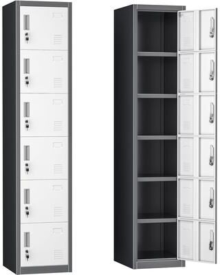 SUNCROWN 6 Doors Metal Locker Storage Cabinet for Home Office,School