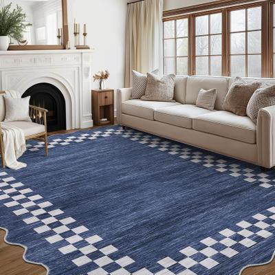 Garvee Scallop Check Washable Soft Area Rug