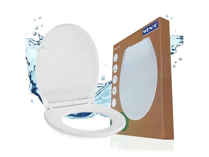 WC-Sitz WENKO KOS , weiß, B:37,5cm L:44cm, Thermoplast, WC-Sitze, WC-Sitz, Mit Absenkautomatik