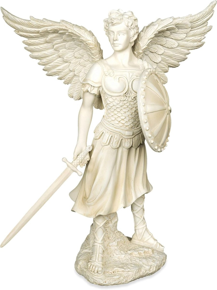 Aartsengel Beeldje - Beschermengel Figuur - Religieuze Decoratie - Handgeschilderd - Hoogte: 315 cm - Meerkleurig