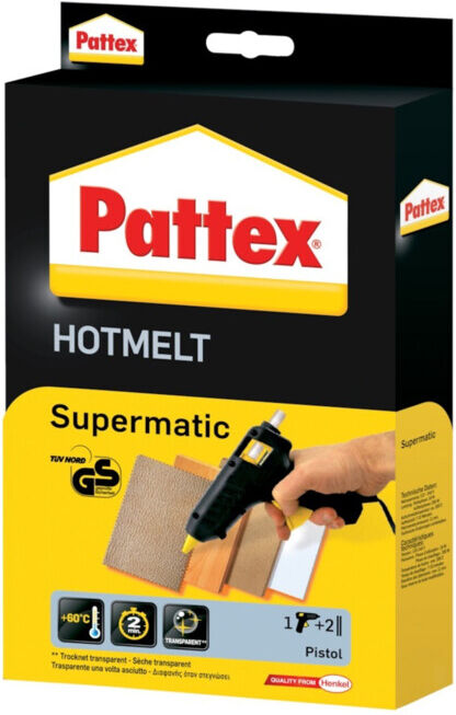 Pistolet à colle thermique Supermatic Capacité de collage 4,5 g/min 7-10 min 11 ; Pattex (PXP06)