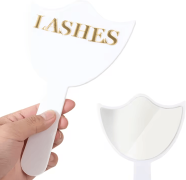 Inspire Curations Professional Acrylic Handheld Makeup Mirror For Lash Extensions And Salon Use white