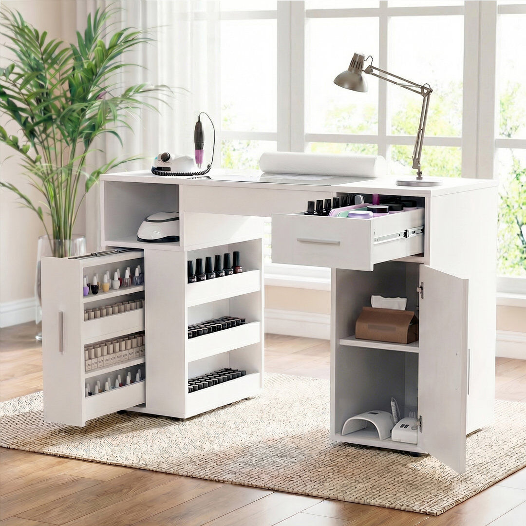 Rebrilliant Glass Particle Board / Chipboard Computer Desk White 78cm H X 108cm W X 45cm D