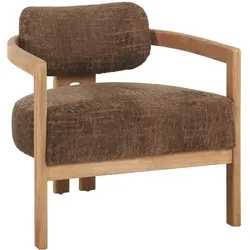 Sessel Kelly aus Stoff, skandinavischer Stil, gepolstert, Haselnussbraun und Natur