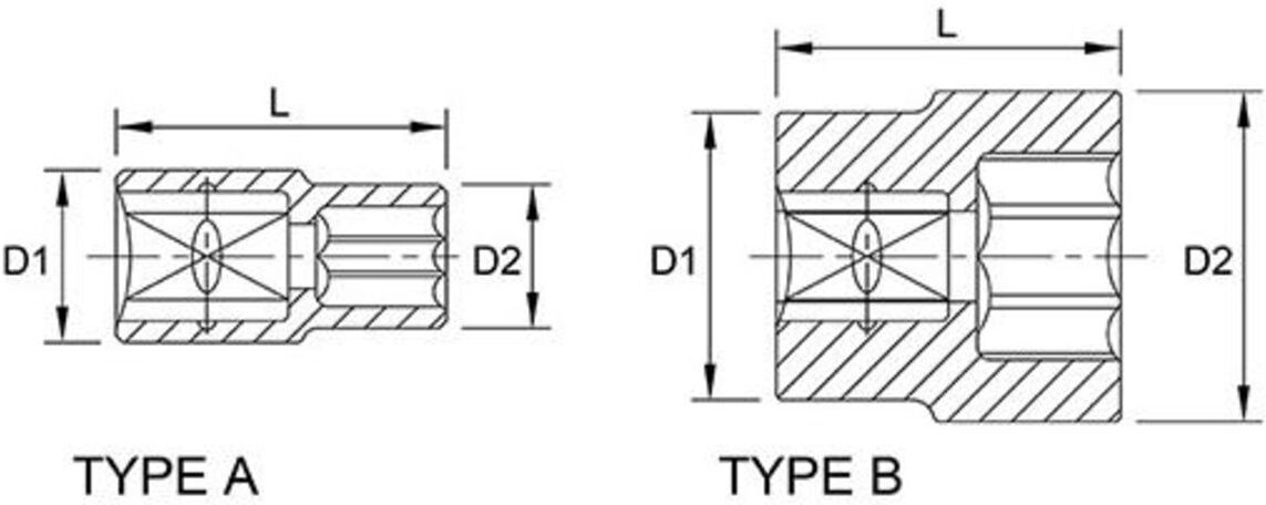 Sechskantnuss TOPTUL 1/4 zoll 11 mm 6-kant lang
