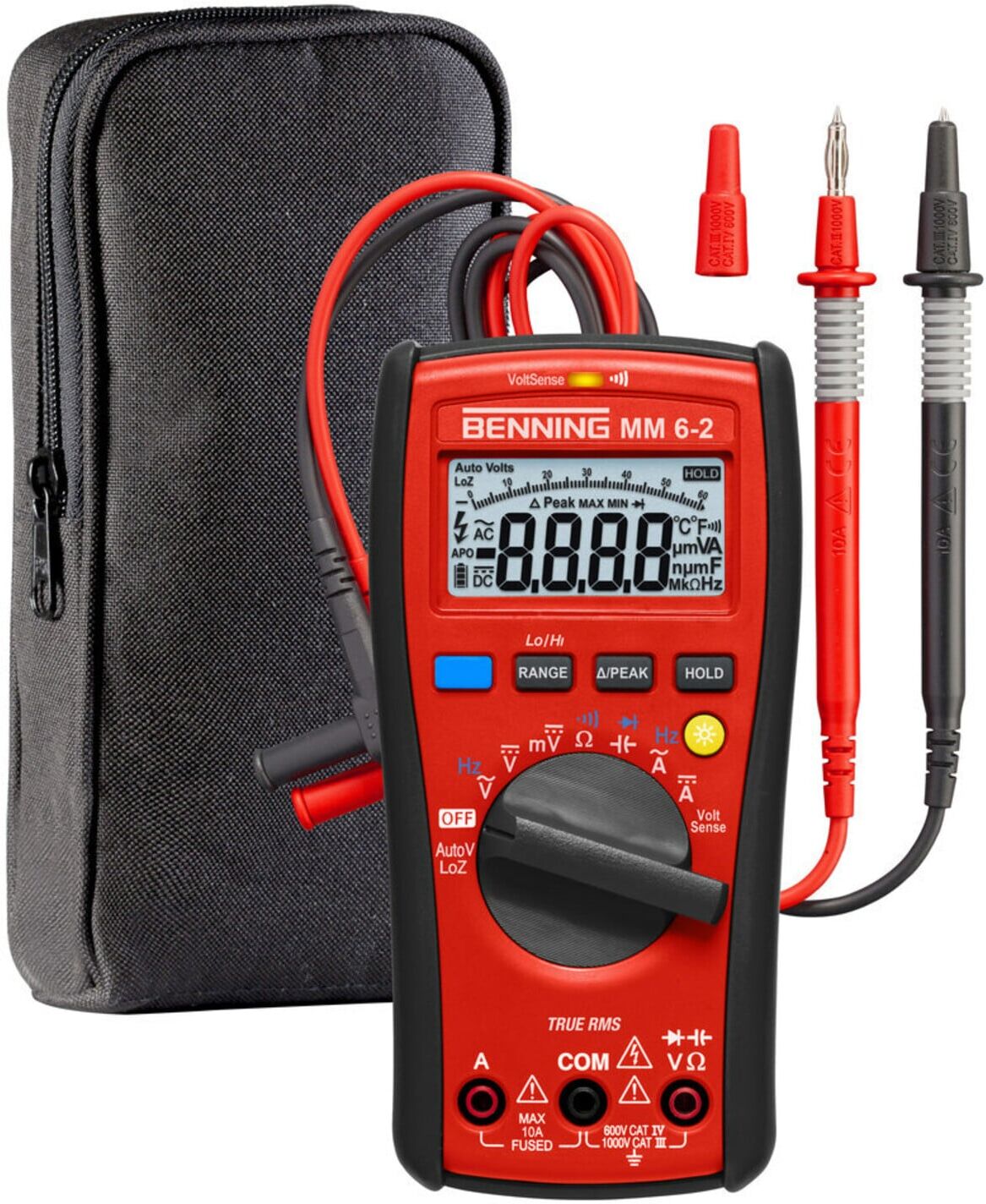 BENNING Multimeter0,0001-1000 V AC/DC Voltsensor TRUE RMS inkl.Schutzrahm.Batterie MM6-2 (044087)
