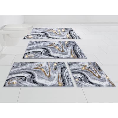 Badematte OTTO HOME "Gloria" Gr. 2, grau (grau, goldfarben), H:20mm, Polyacryl, Badematten, Badematte, goldfarbene Akzente durch Glitzer-Garn, Marmor-Design, Made in Europe