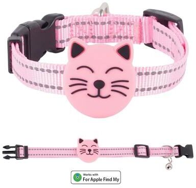 Inspired Finds Smart GPS Pet Tracker Collar Compatible With Apple Find My   AirTag Style Cat & Dog Anti Lost Tracking Collar pink