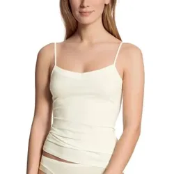 Calida Cate Satin Spagetti Top Weiß Baumwolle Medium Damen