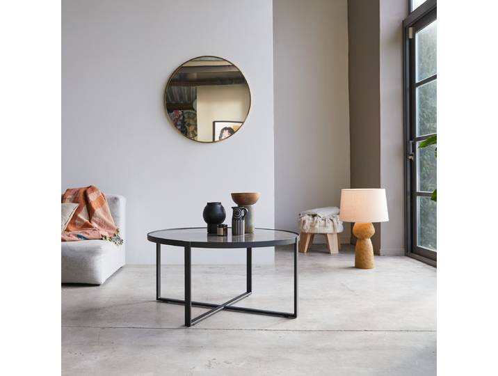 Runder Couchtisch aus Marmor und Metall 90 Milan - Schwarz