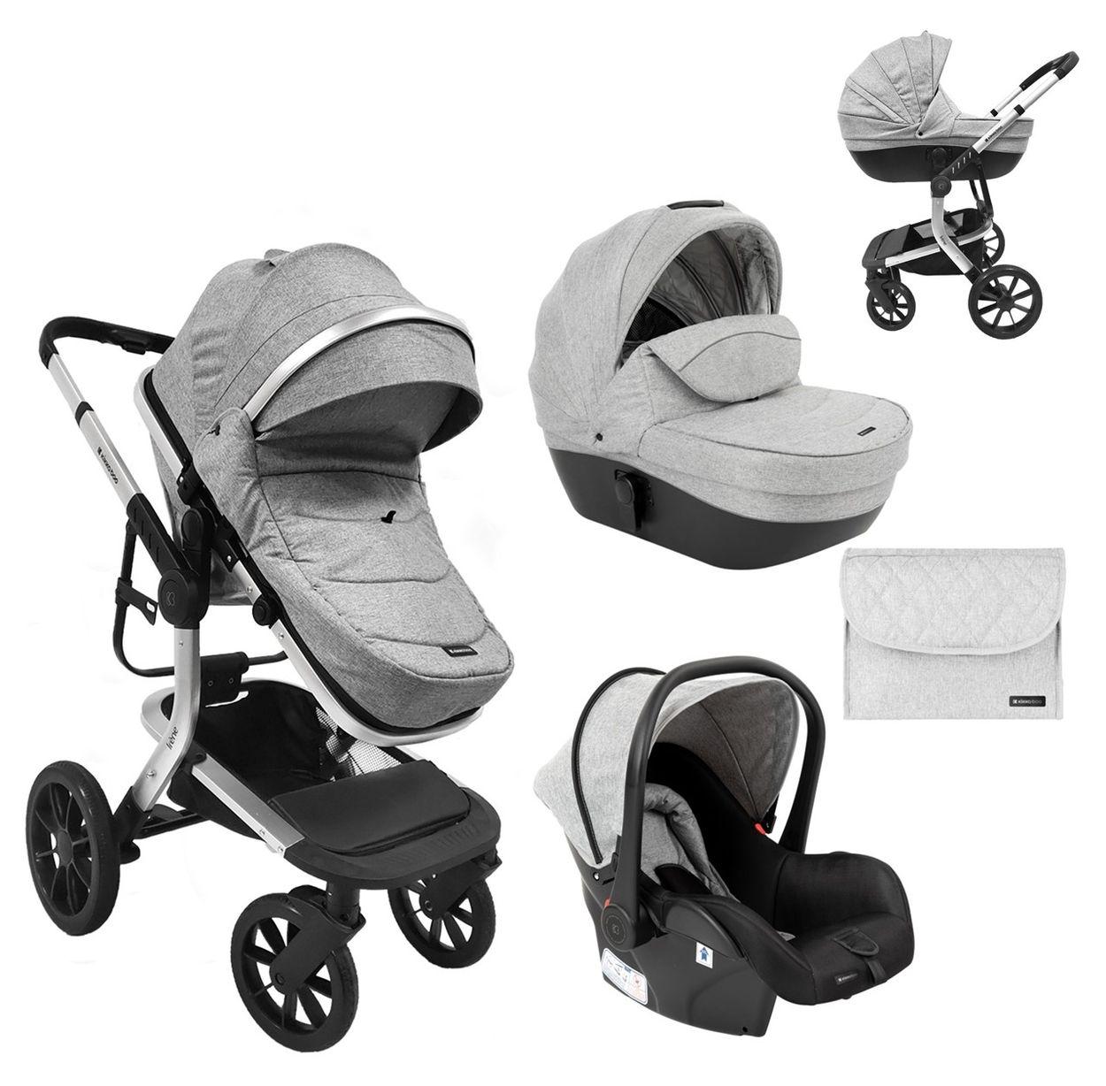Kikkaboo Kombikinderwagen Irene 3 in 1 Babywanne Autositz Adapter Wickeltasche