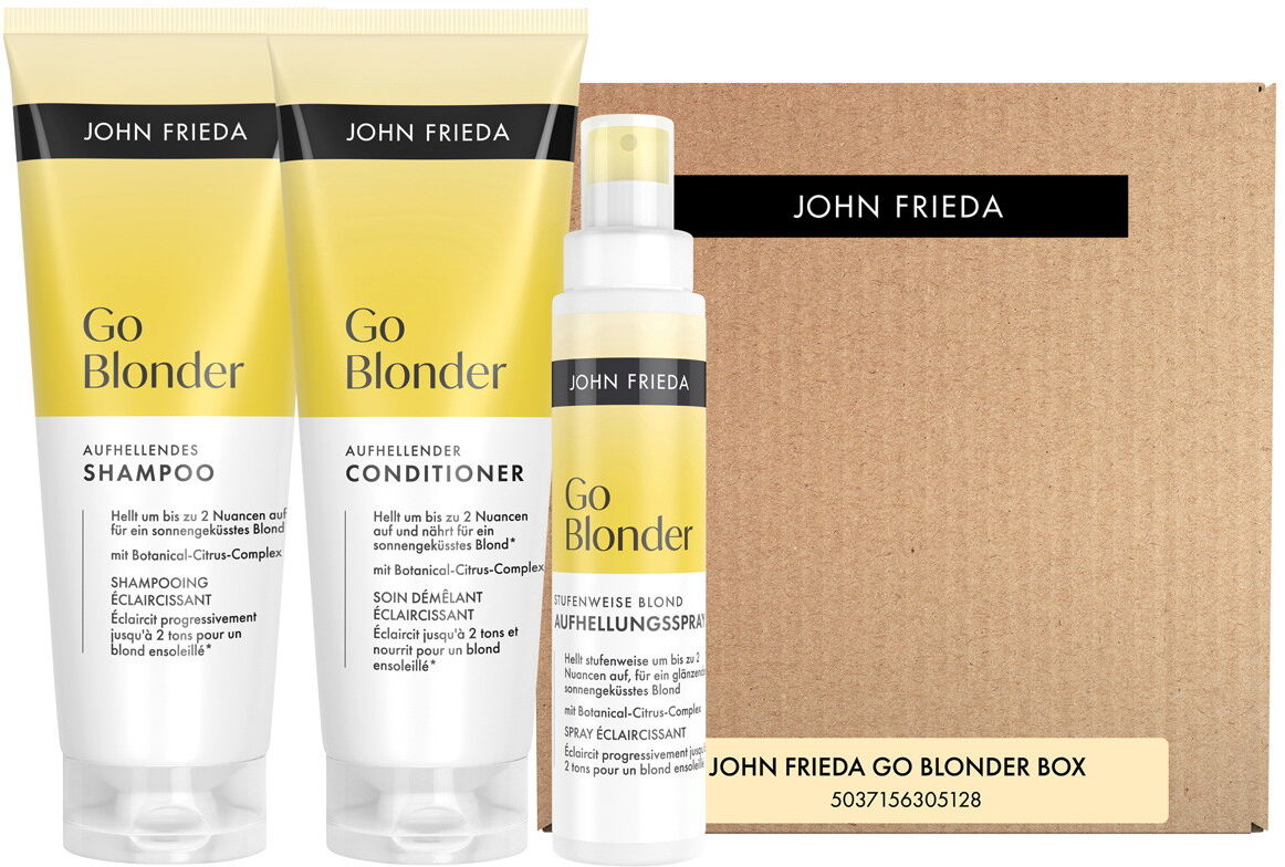 600ml JOHN FRIEDA Go Blonder Box (Shampoo 250ml + Conditioner 250ml + Spray 100ml)