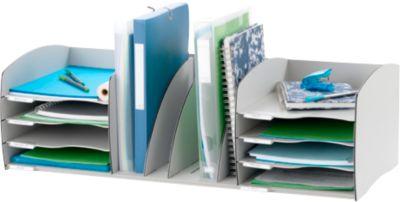 Paperflow Schreibtisch-Organizer, 8 Fächer, Trennelemente verstellbar, grau